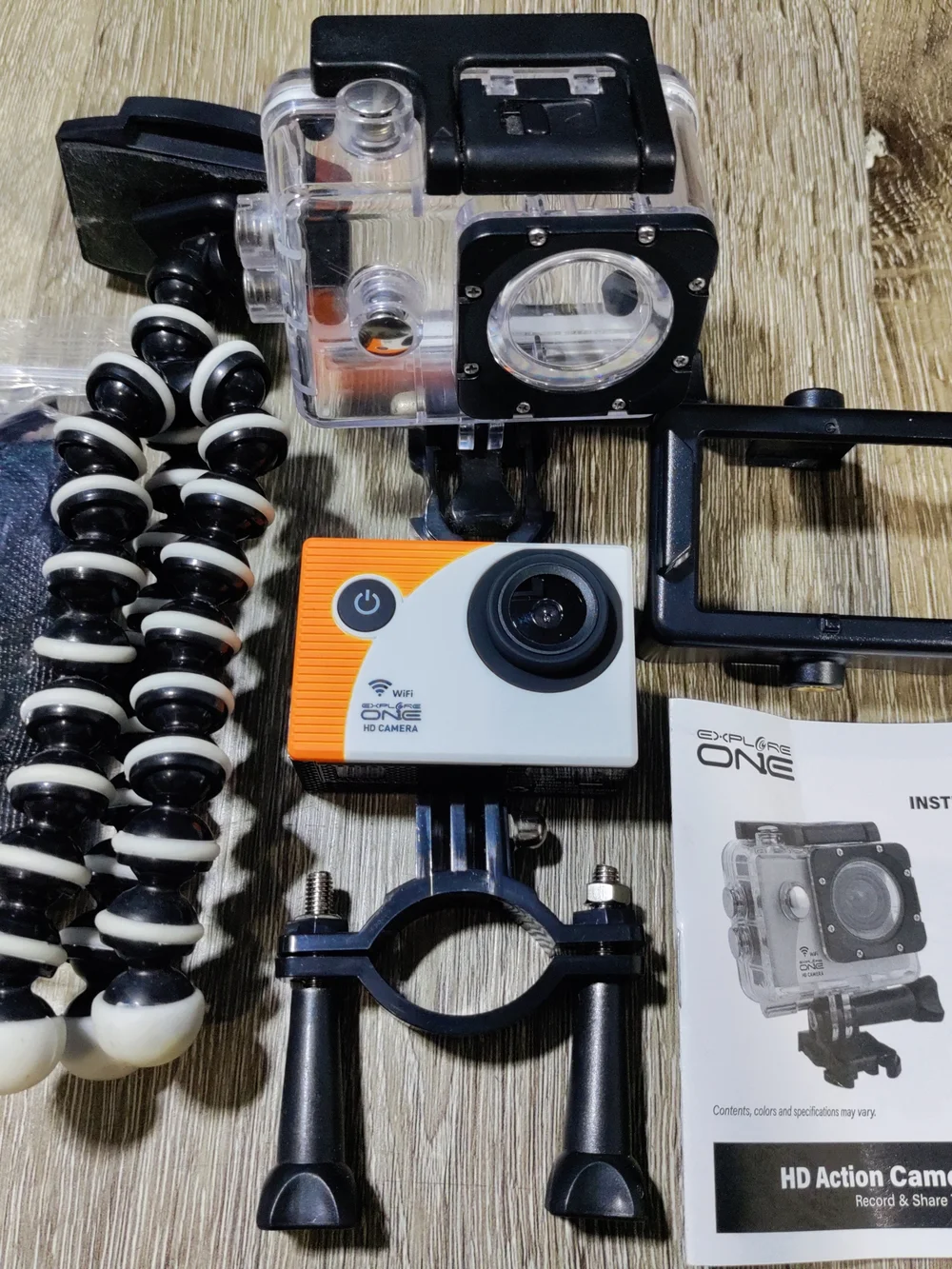 Explore One HD Action Camera Wi-Fi 2 in 1 Selfie Stick Tripod Waterproof